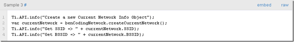 Current Network Code Sample