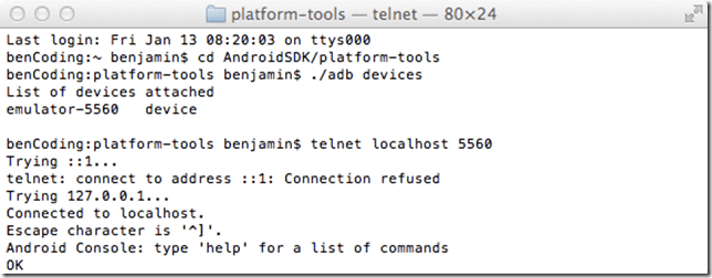 Telnet connection Message